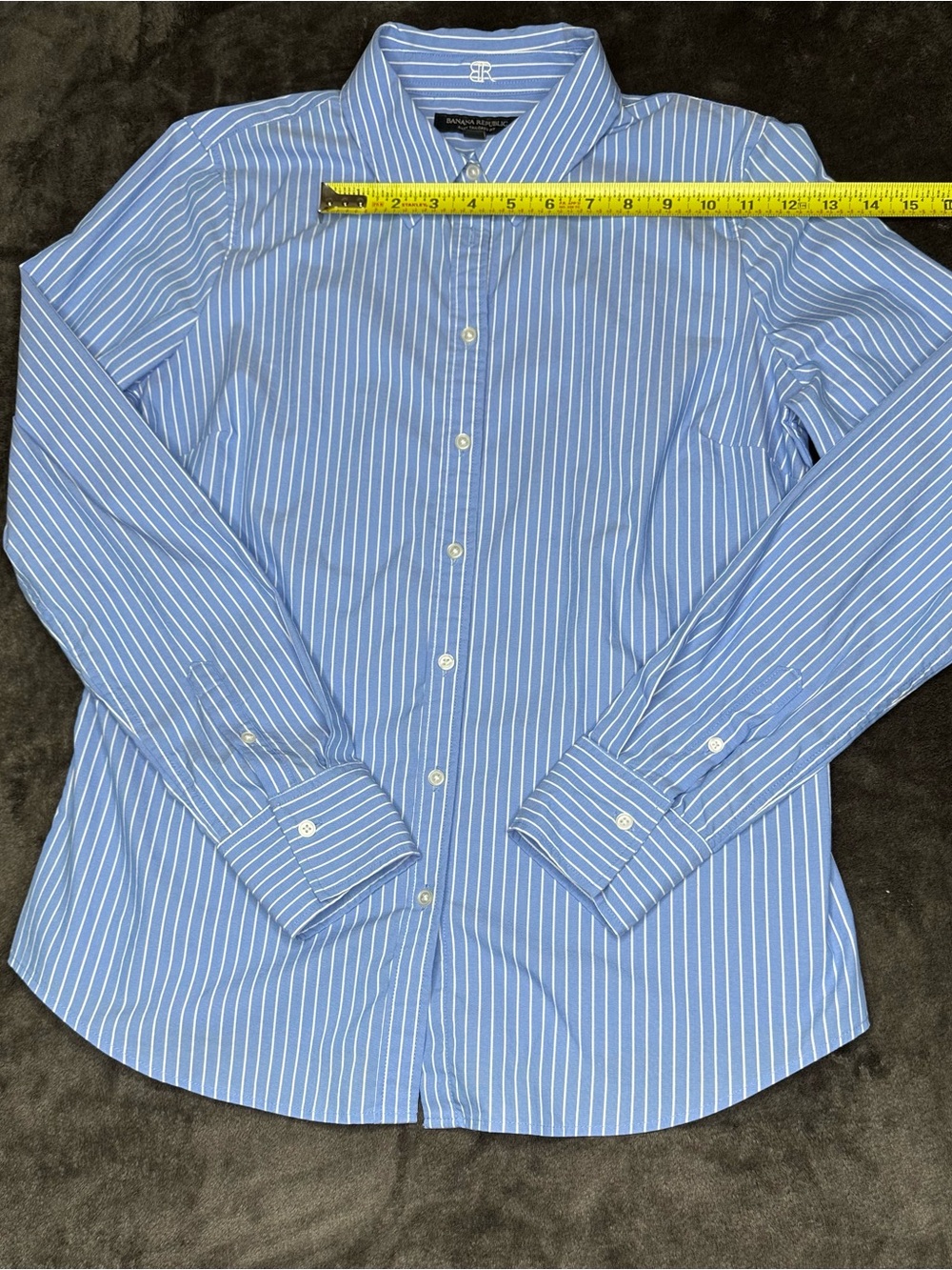Banana Republic Classic Blue Stripe Button-Up Shirt - Women's Top size 10 - Picture 5 of 8